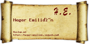 Heger Emilián névjegykártya
